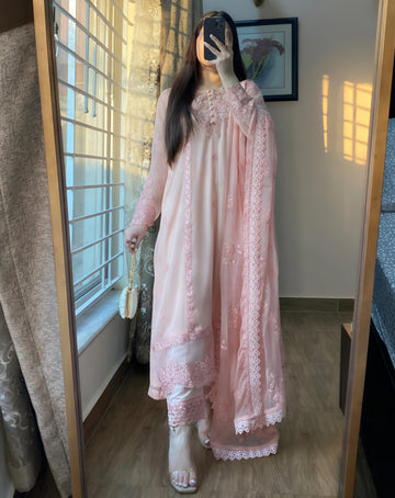Chiffon Embroidered Whisper Pink