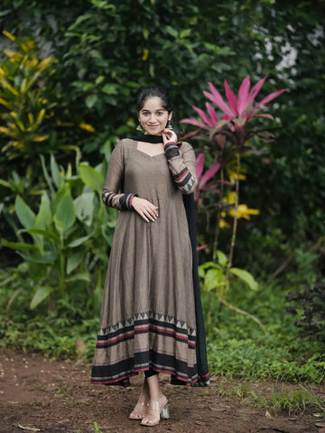 Grey Color South Cotton Anarkali