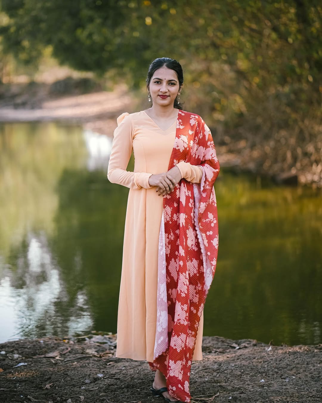 Apricot Anarkali Suit Set