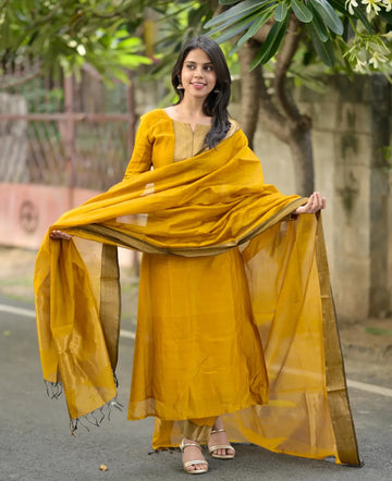 Yellow Royal Vibes Festive Shine Maheshwari Silk So Divine