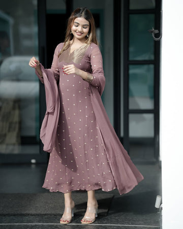 Viscose Georgete With Golden Butti