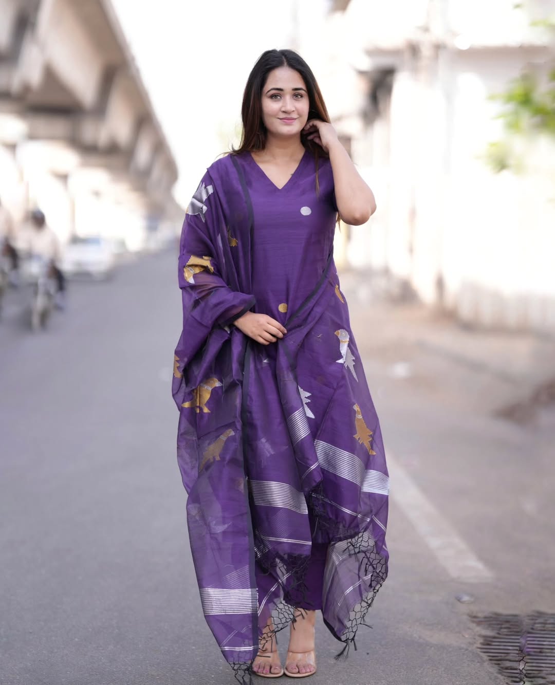 Indigo Handwoven Linen Silk Set