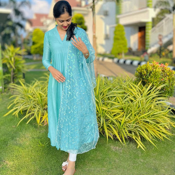 Anarkali Suit With Dupatta And Leggings