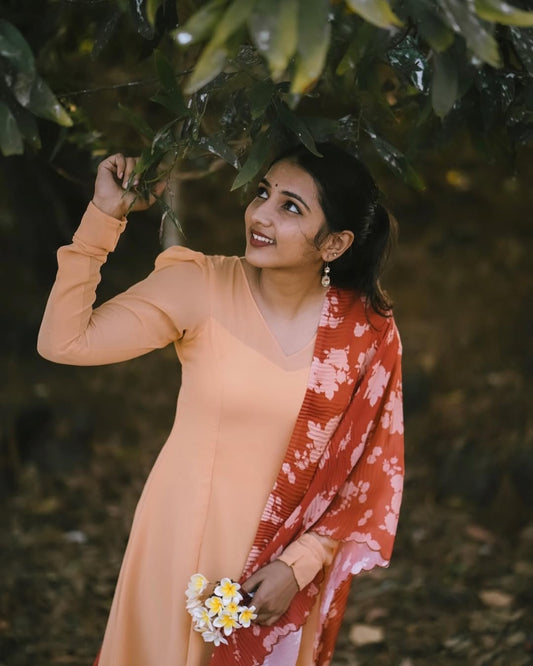 Apricot Anarkali Suit Set