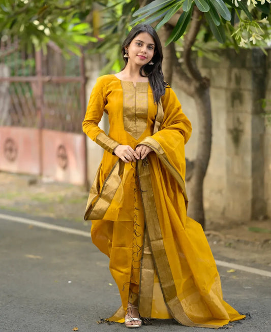 Yellow Royal Vibes Festive Shine Maheshwari Silk So Divine