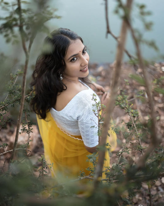 Yellow Top With Embroidered Dupatta