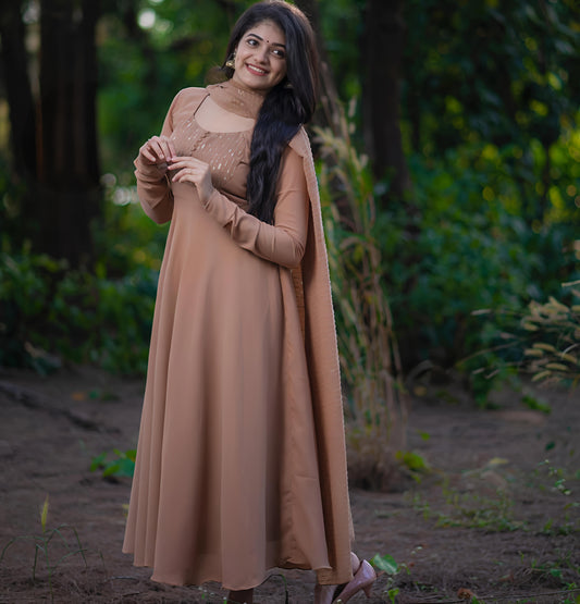 Umbrella Top Paired With Sequence Worked Dupatta