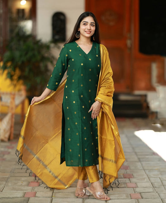 Handloom Silk Woven Kurta With Cotton Lining Attached Paired