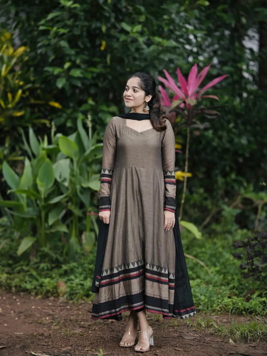 Grey Color South Cotton Anarkali