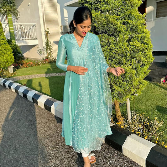 Anarkali Suit With Dupatta And Leggings